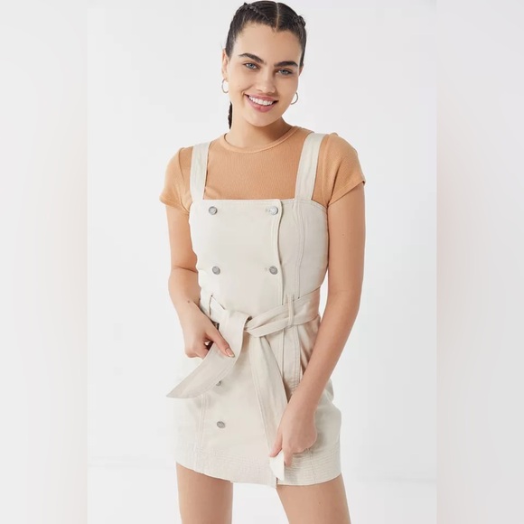 C/Meo Collective Essentials Denim Overalls Dress Chalk - Picture 1 of 7